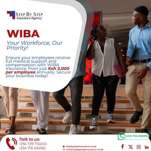 Work Injury Benefits Act (WIBA) Insurance Starting from Kshs.3000 per employee annually Work Injury Benefits Act (WIBA) Insurance Starting from Kshs.3000 per employee annually